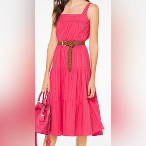 Michael Kors Tiered Eyelet Cotton Midi Dress